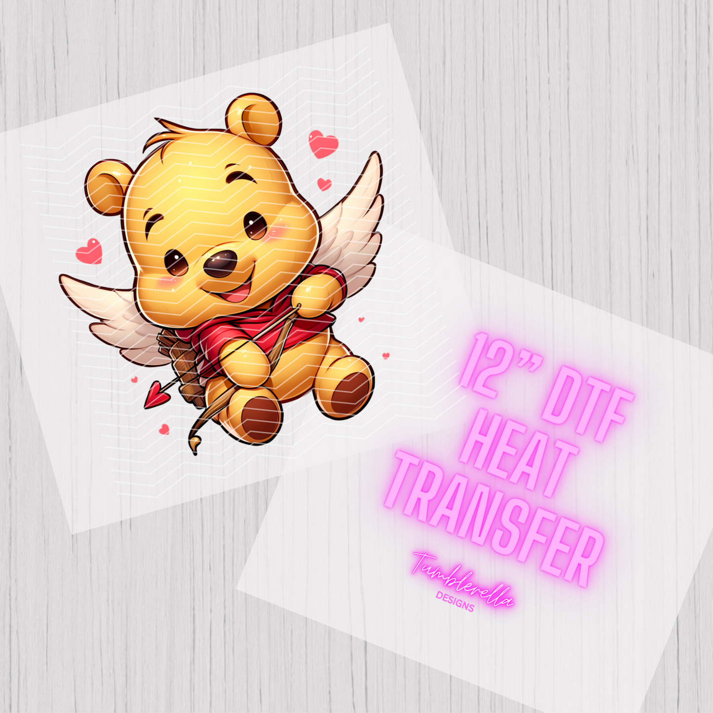 Cupid bear 12” DTF heat transfer