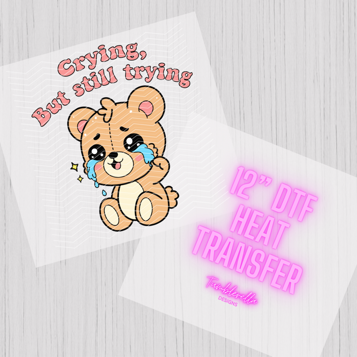 Crying bear 12” DTF heat transfer